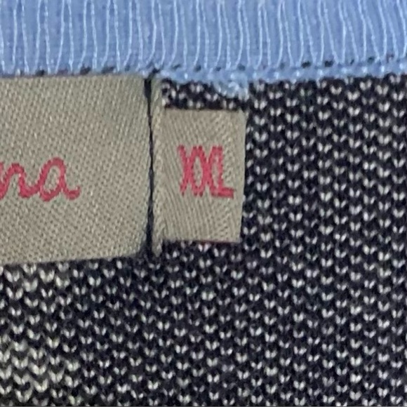 La Madona - Navy And White Pattern Detail Cardigan With Light Blue Trim - XXL - Picture 6 of 7